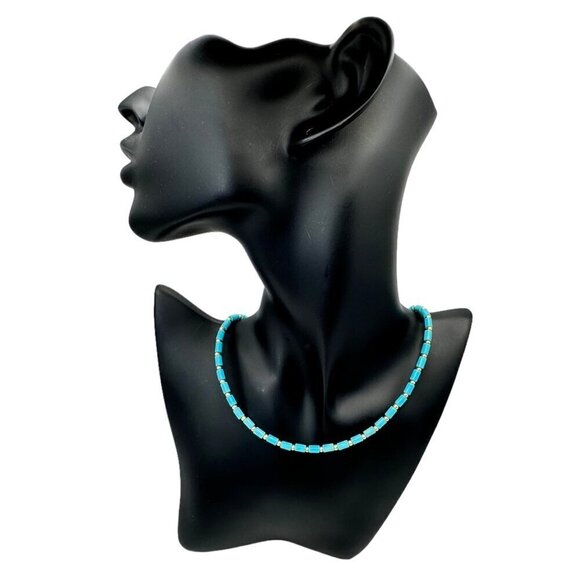 NWT Boho Beaded Choker Necklace Turquoise & 18K Gold Plated Beads 16” Western - Picture 9 of 11